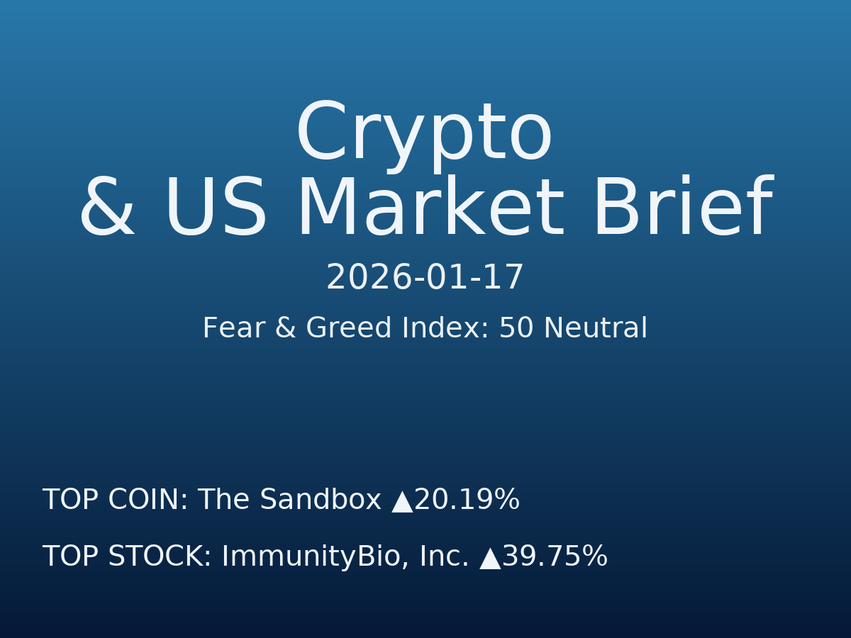 Crypto & US Market Brief — 2026-01-18